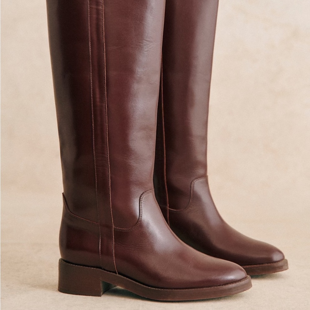 Sezane Bridget Knee Boots Glossy Chocolate - Size 11 - Picture 2 of 10